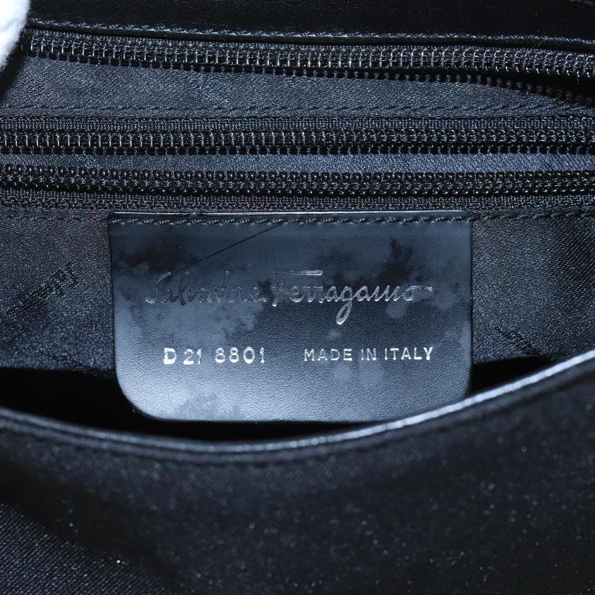 Salvatore Ferragamo Shoulder Bag Canvas Black Auth bs21726