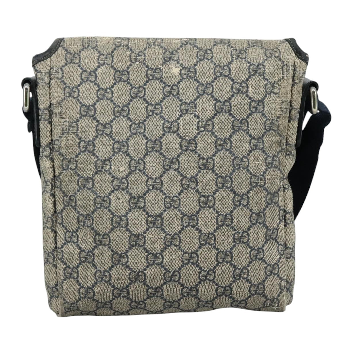 GUCCI GG Supreme Shoulder Bag PVC Navy 223666 Auth bs21744