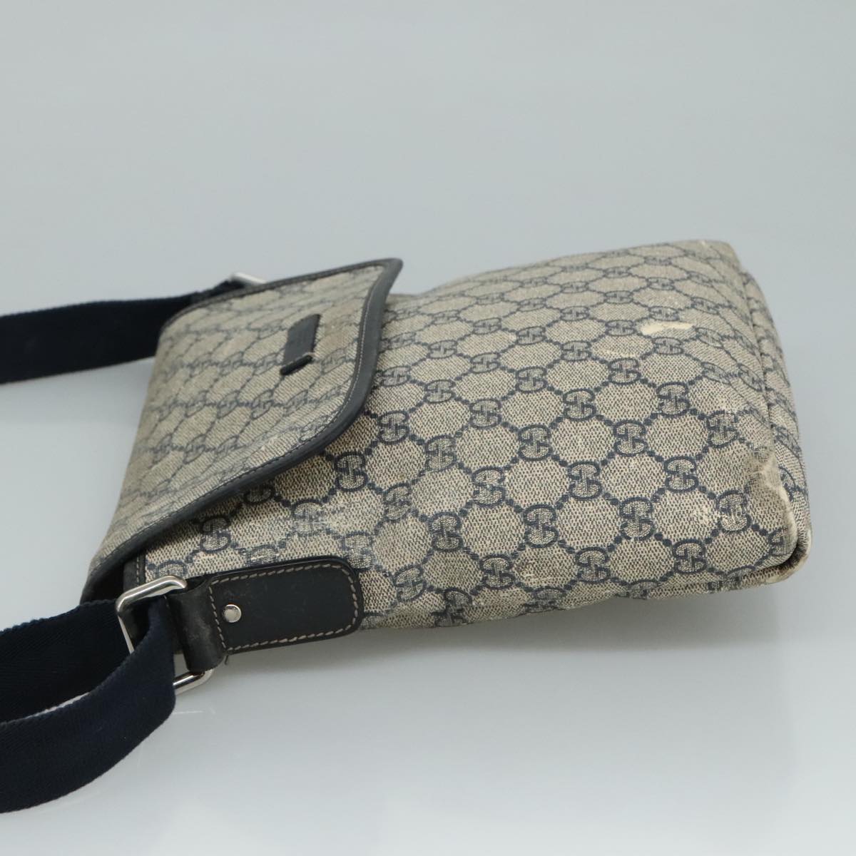 GUCCI GG Supreme Shoulder Bag PVC Navy 223666 Auth bs21744