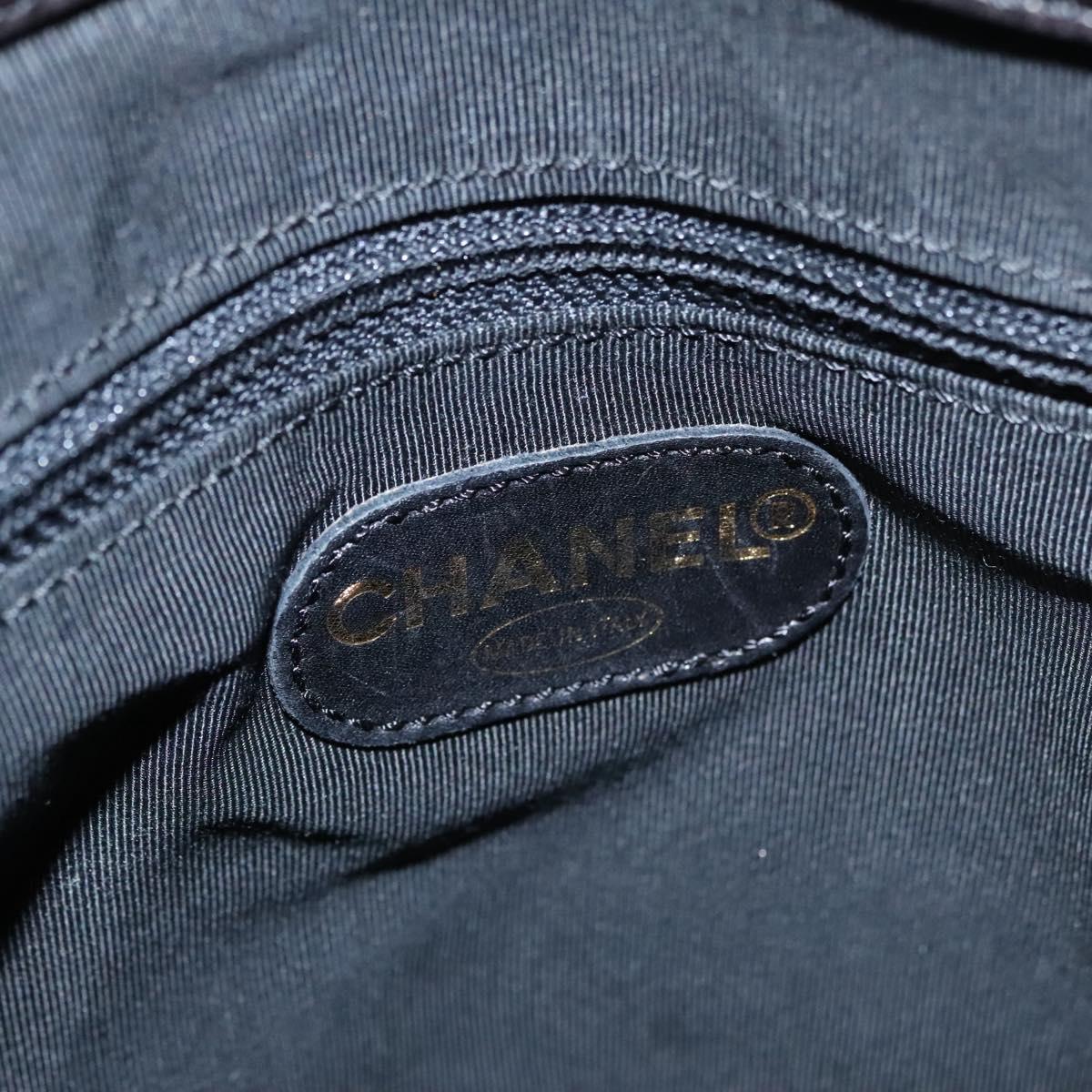 CHANEL COCO Mark Tote Bag Patent Leather Black Gold CC Auth bs21837