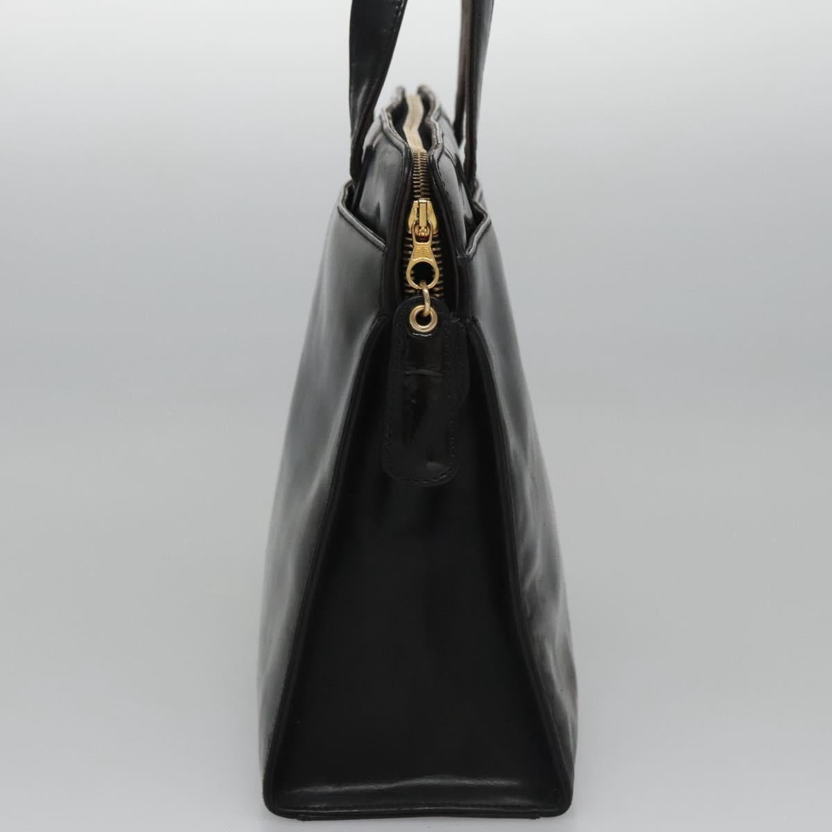 CHANEL COCO Mark Tote Bag Patent Leather Black Gold CC Auth bs21837