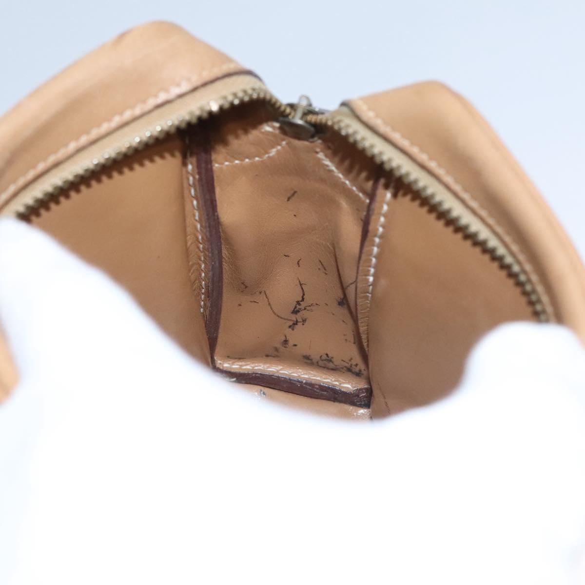 HERMES Jockey Shoulder Bag Leather Beige Gold Auth bs21856