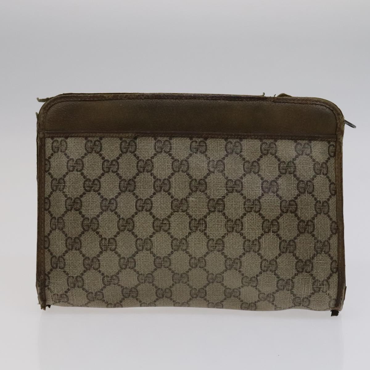 GUCCI GG Supreme Bag Canvas PVC 2 Set Beige Auth bs21866