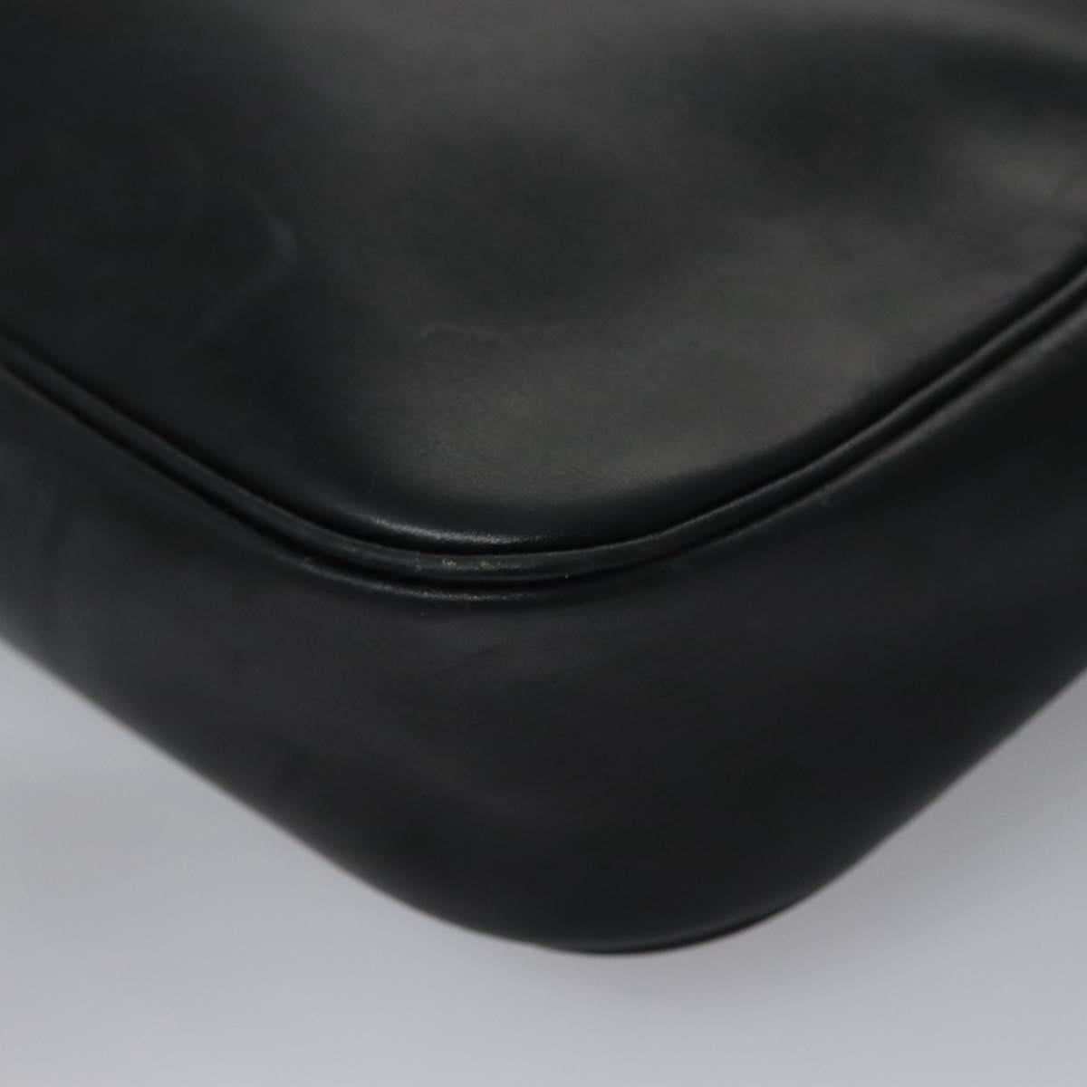 Christian Dior Shoulder Bag Leather Black Gold Auth bs21873