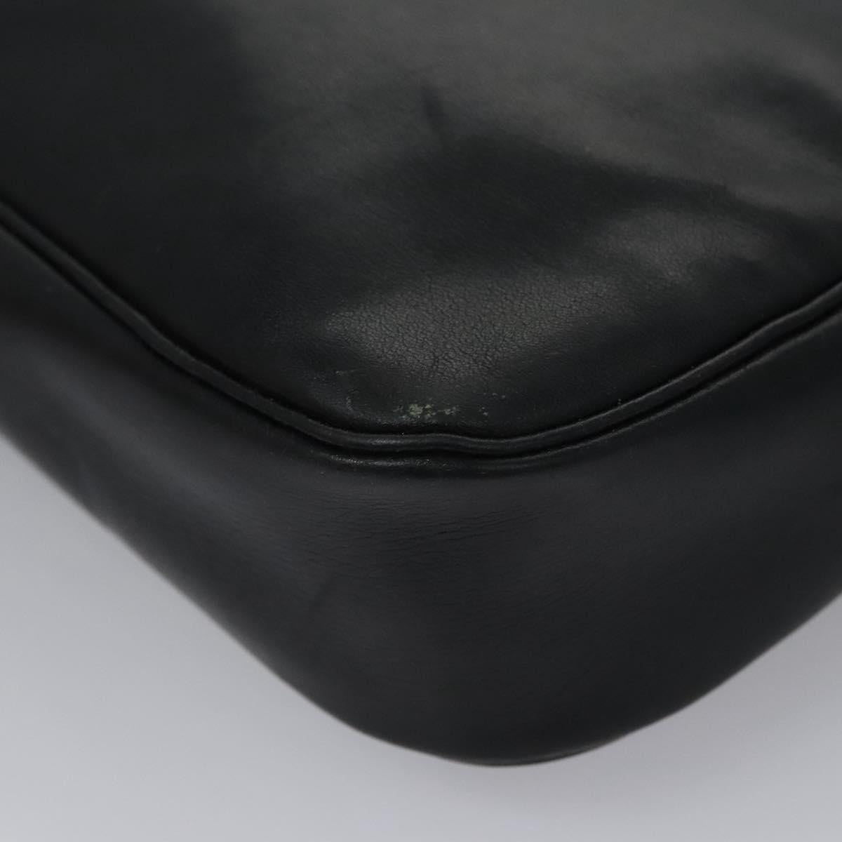 Christian Dior Shoulder Bag Leather Black Gold Auth bs21873