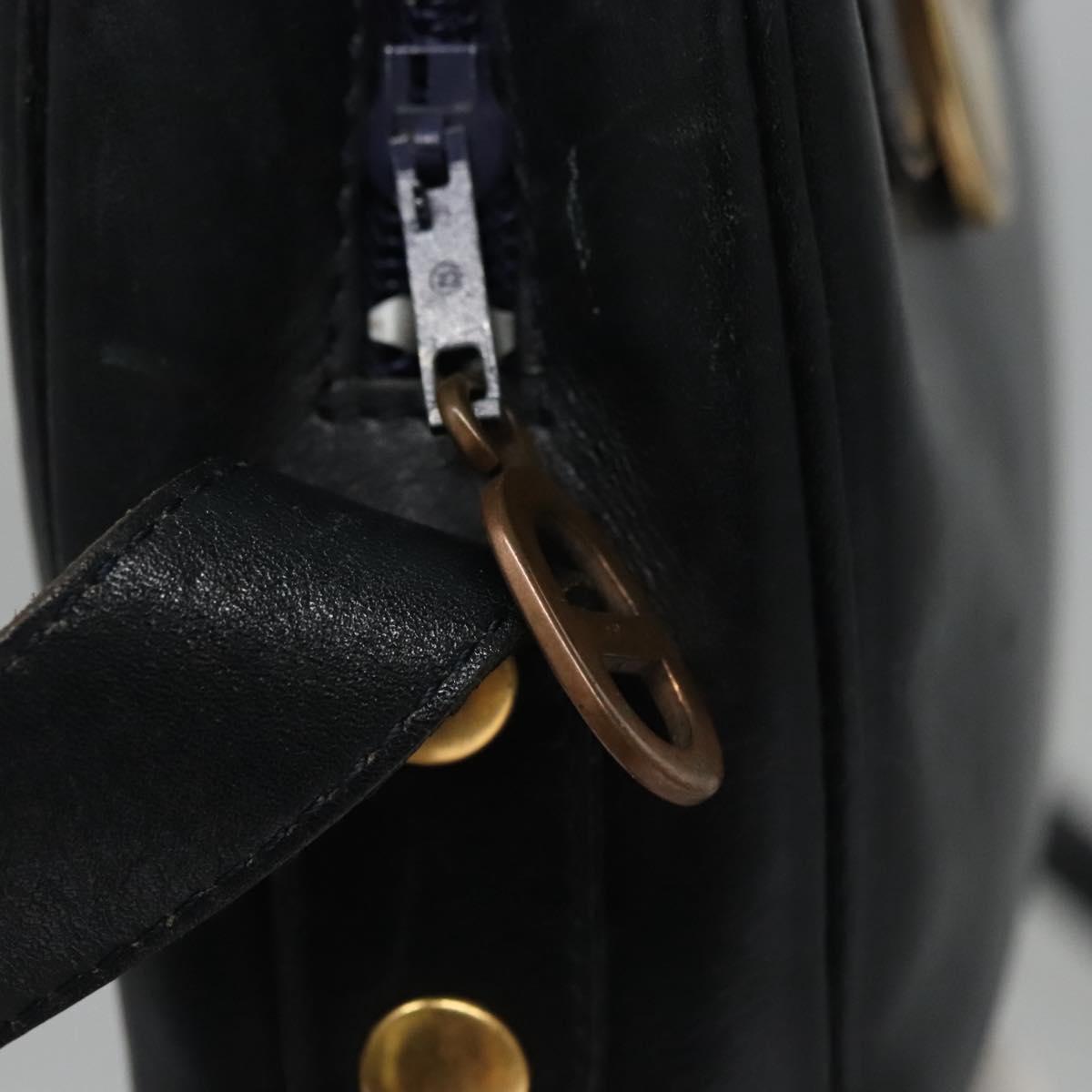 Christian Dior Shoulder Bag Leather Black Gold Auth bs21873