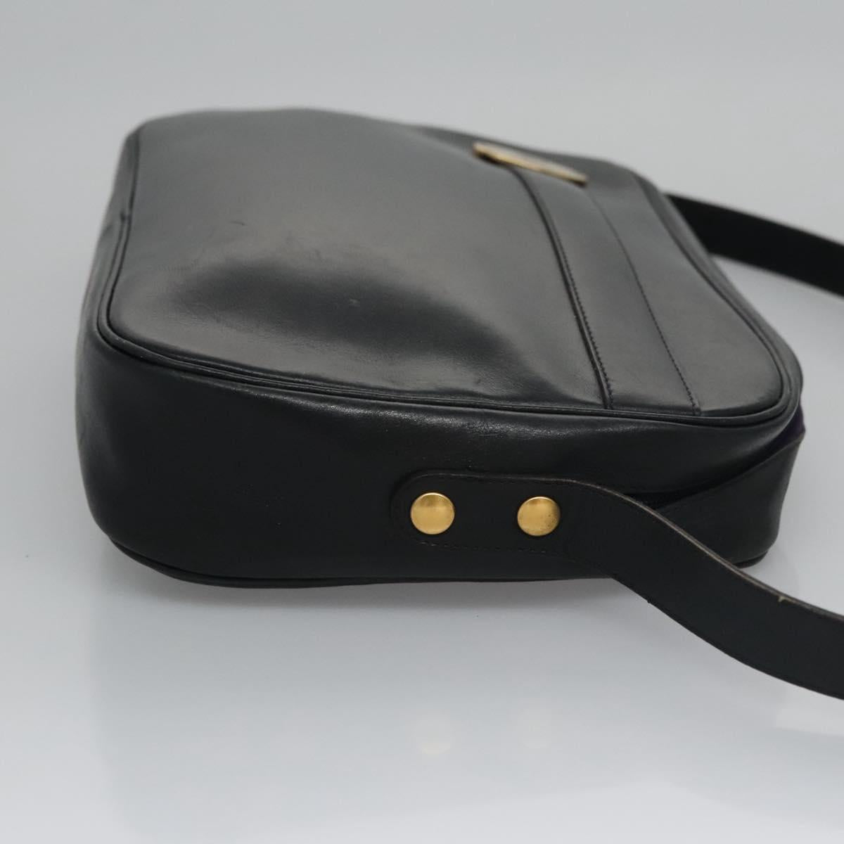 Christian Dior Shoulder Bag Leather Black Gold Auth bs21873