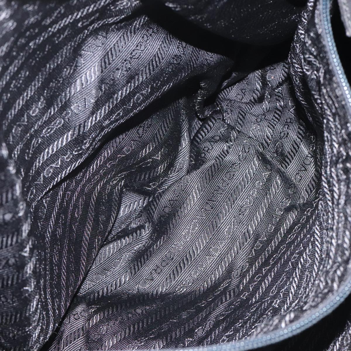 PRADA Tote Bag Nylon Black Silver Auth bs21891