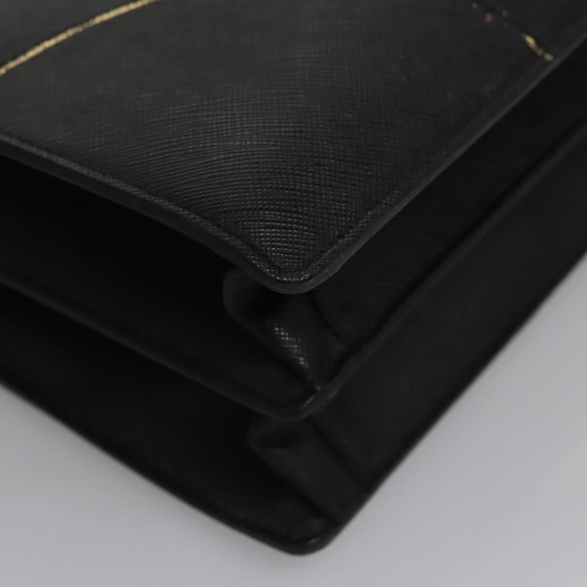 PRADA Business Bag Safiano leather Black Gold Auth bs21898