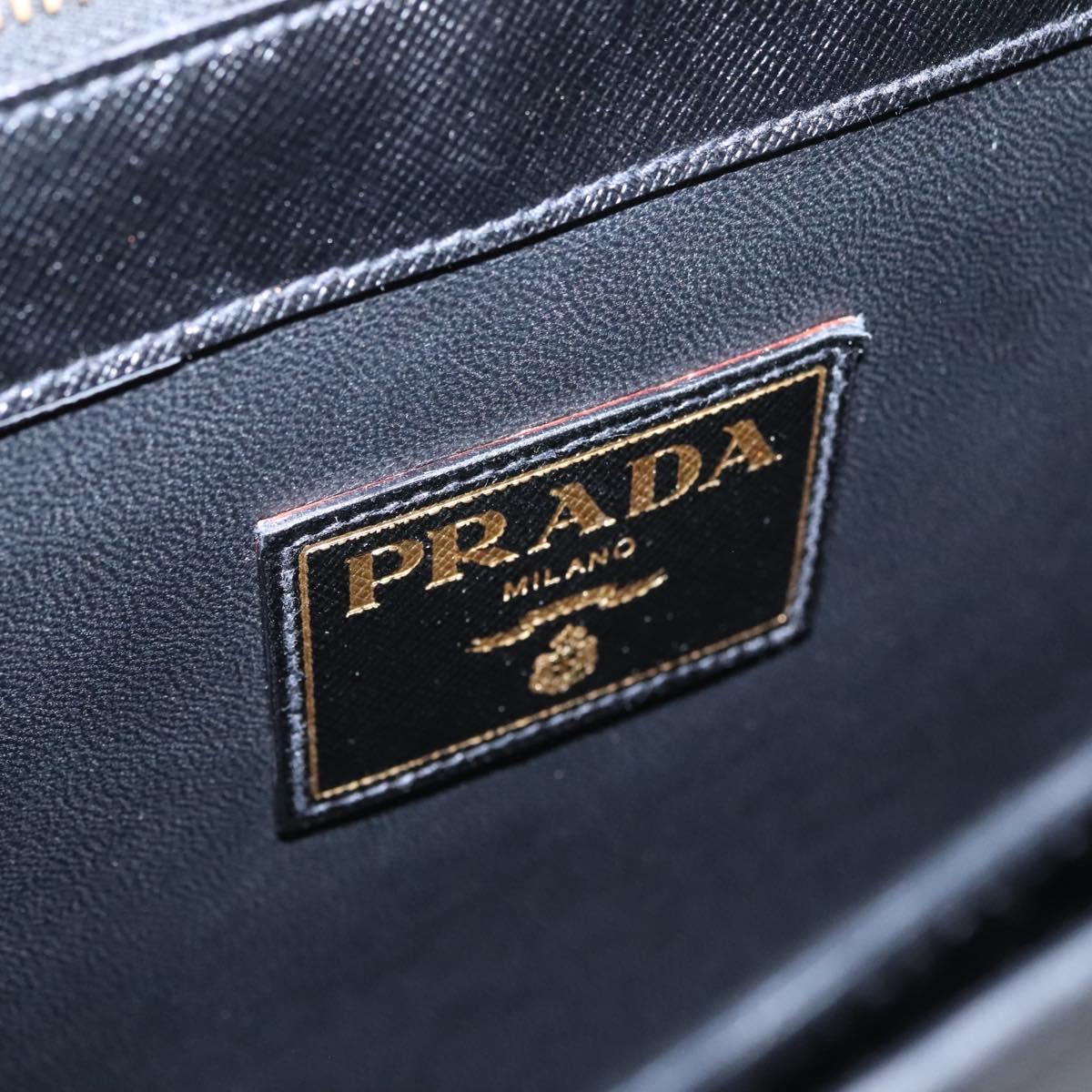 PRADA Business Bag Safiano leather Black Gold Auth bs21898