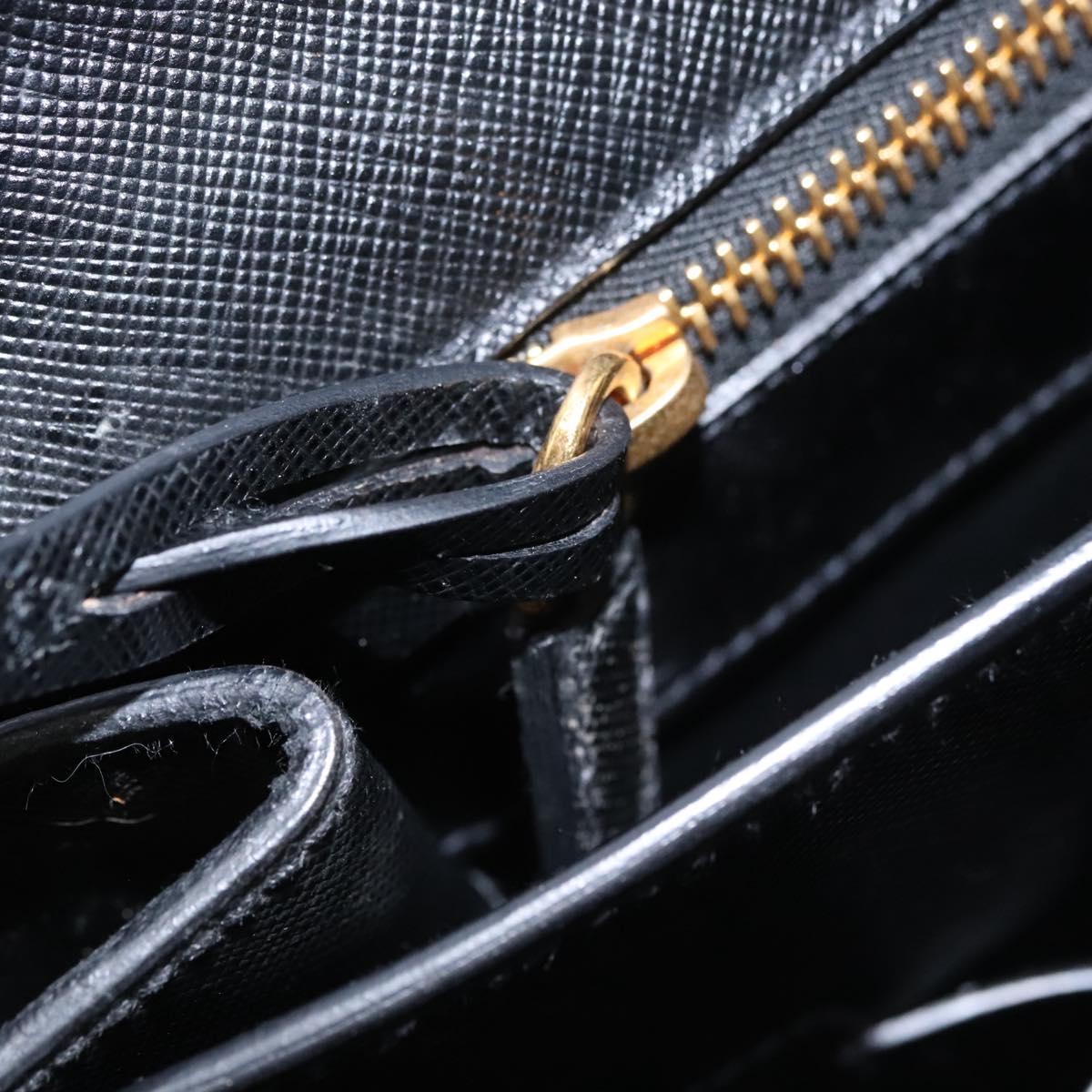 PRADA Business Bag Safiano leather Black Gold Auth bs21898