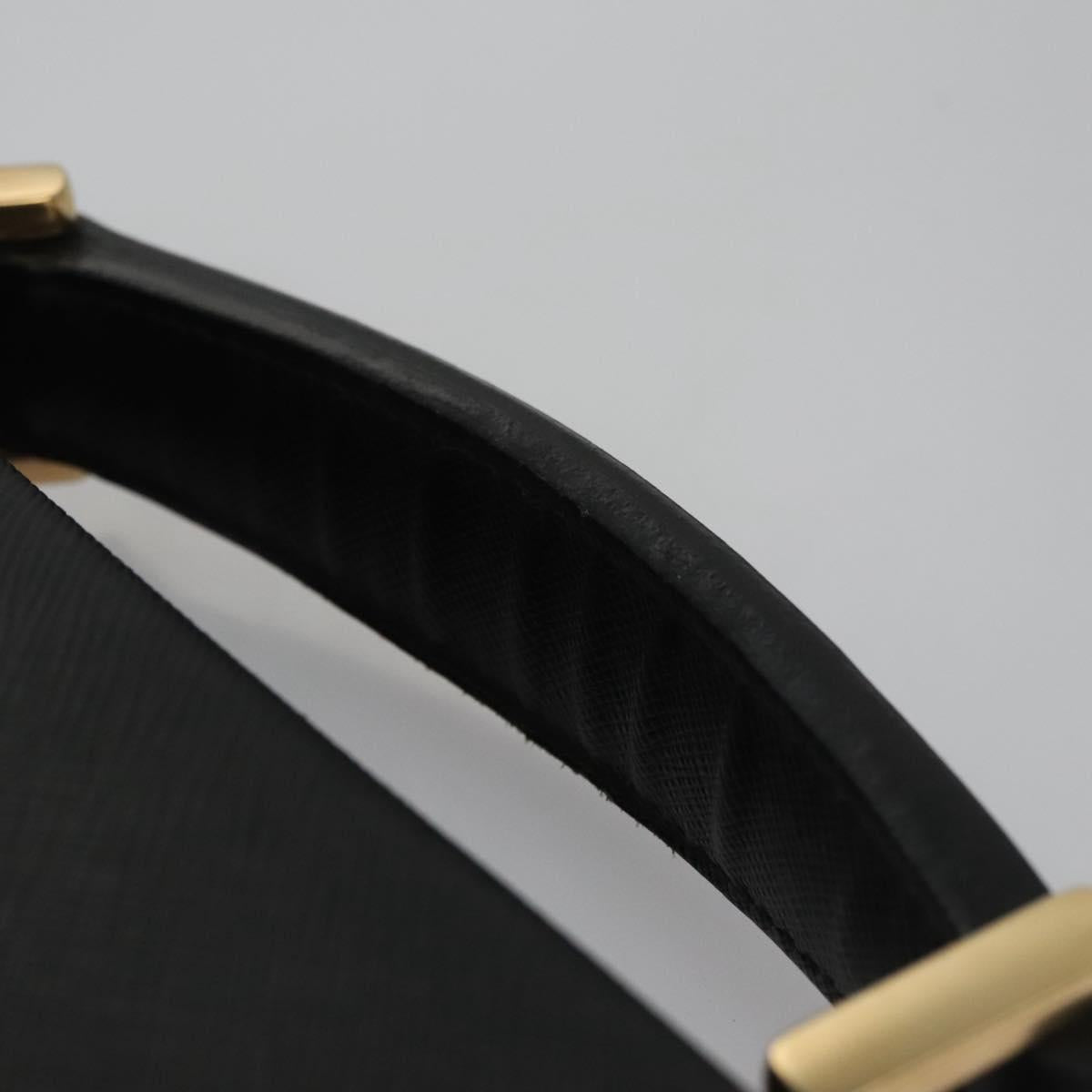 PRADA Business Bag Safiano leather Black Gold Auth bs21898