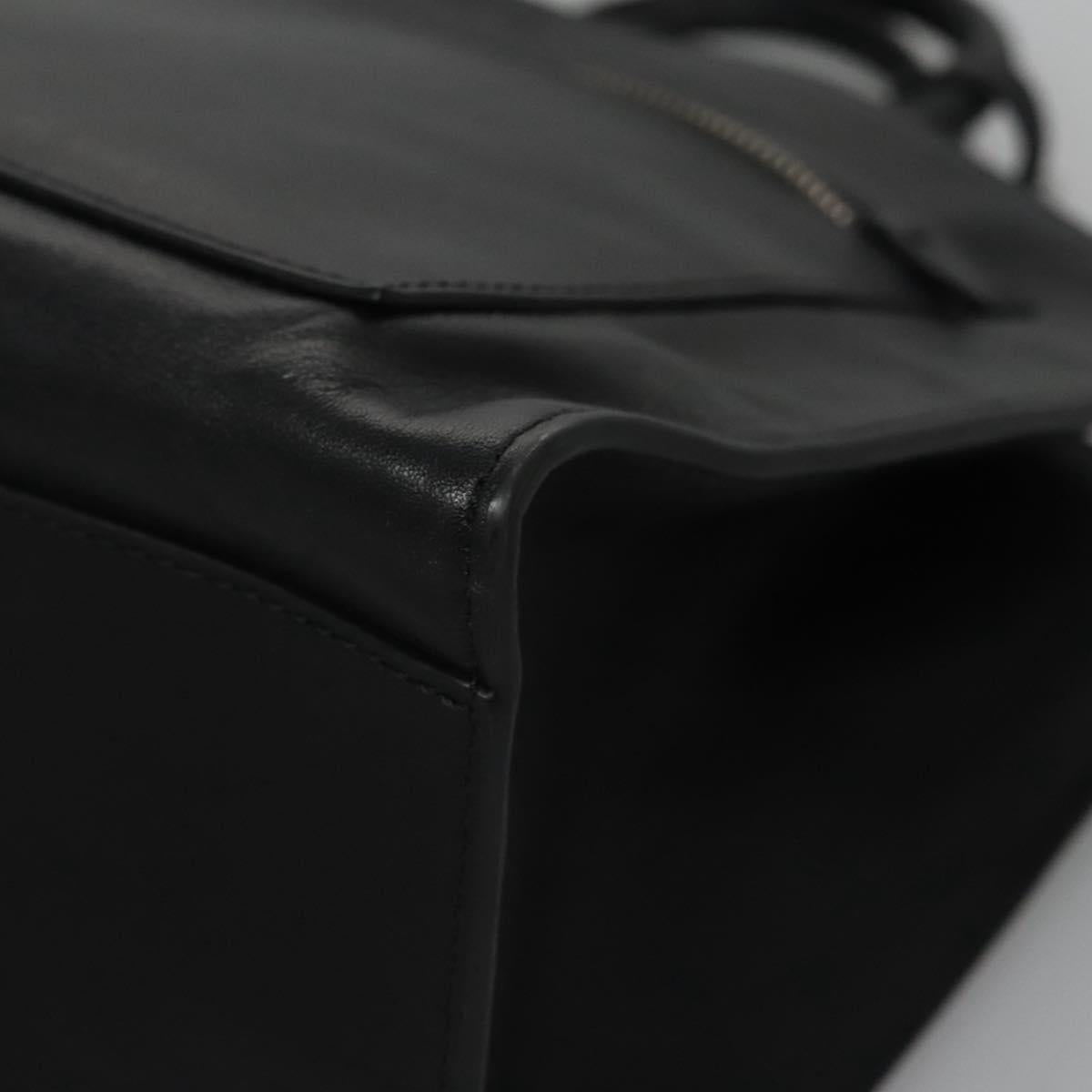 Poro Ralph Lauren Hand Bag Leather Black Silver Auth bs21919