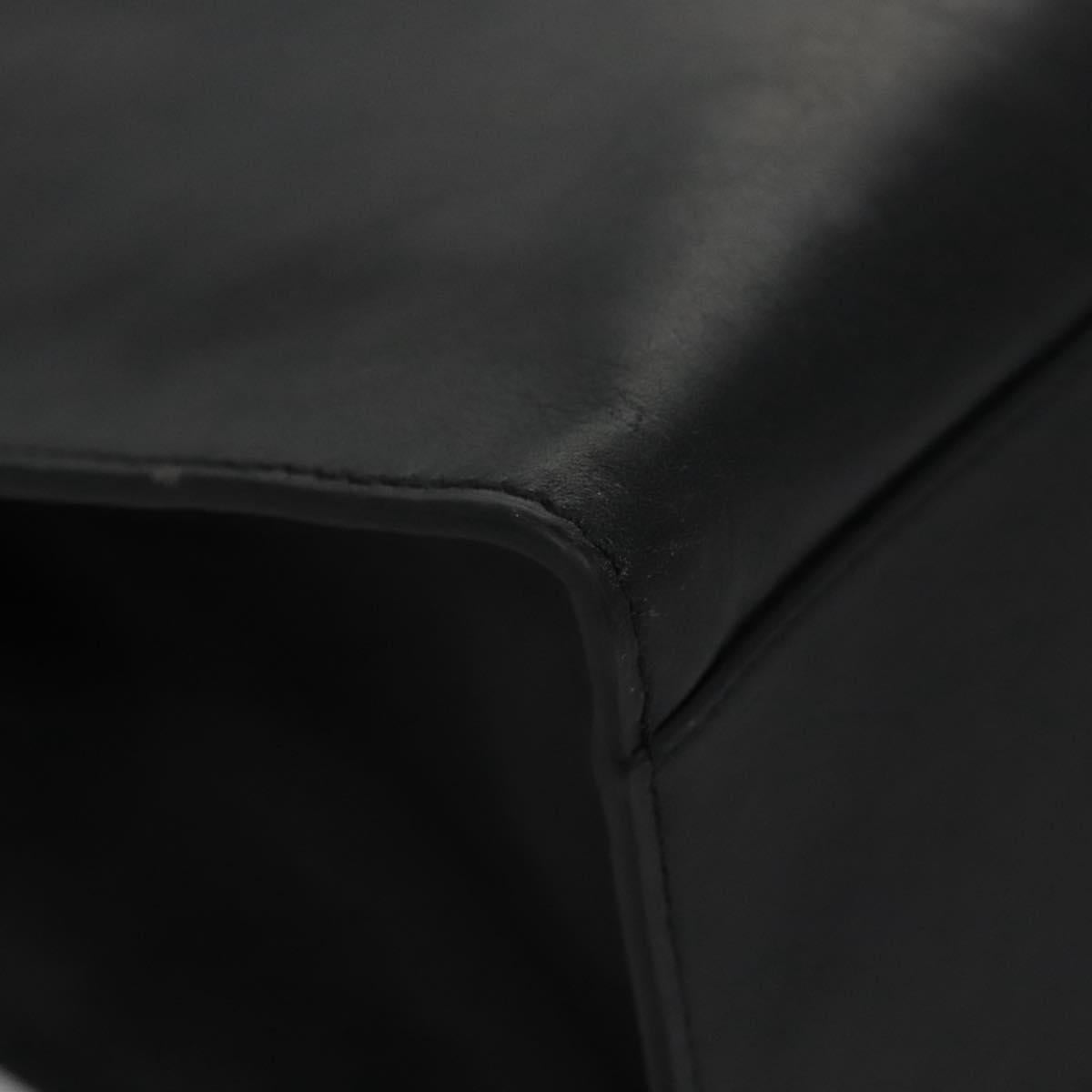 Poro Ralph Lauren Hand Bag Leather Black Silver Auth bs21919