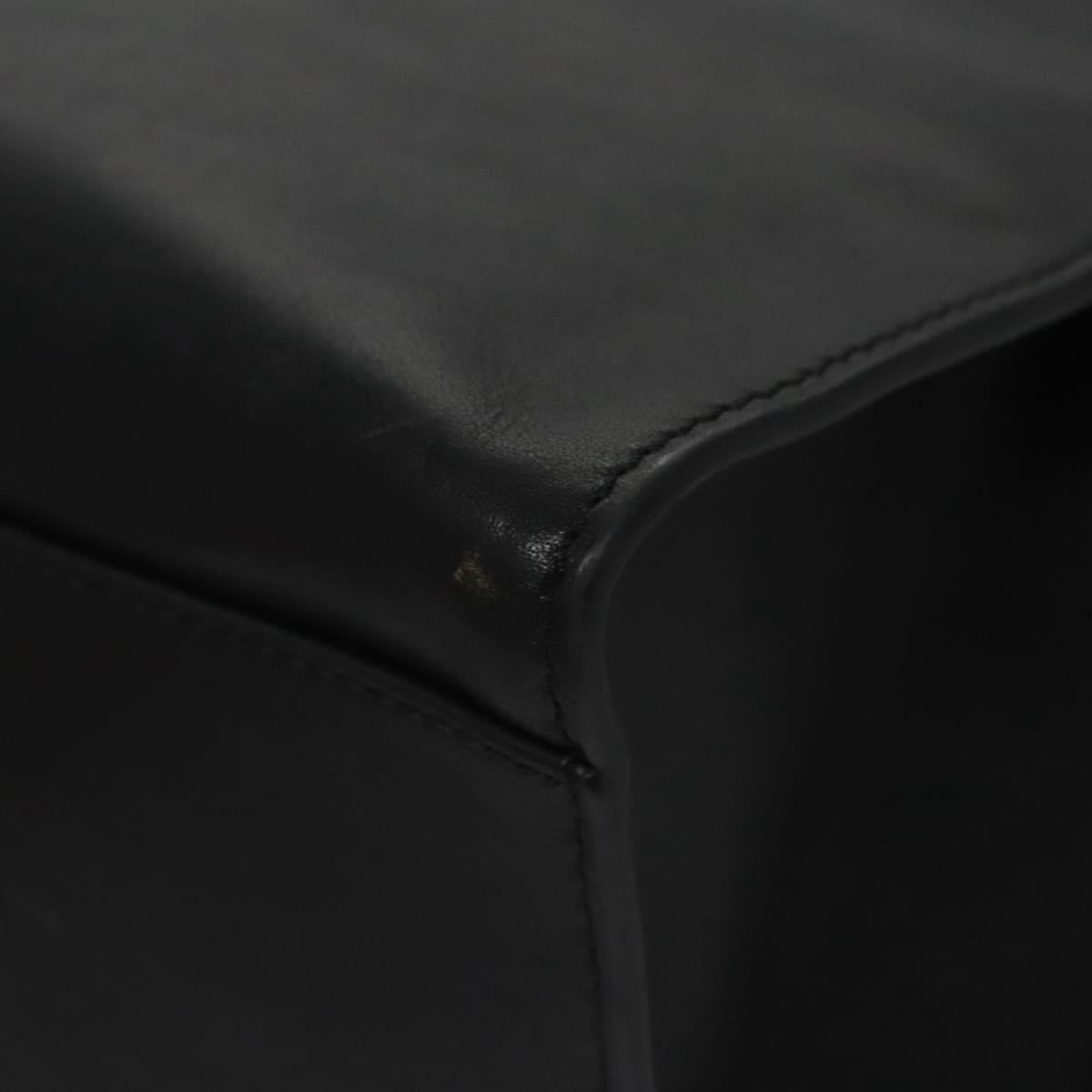 Poro Ralph Lauren Hand Bag Leather Black Silver Auth bs21919