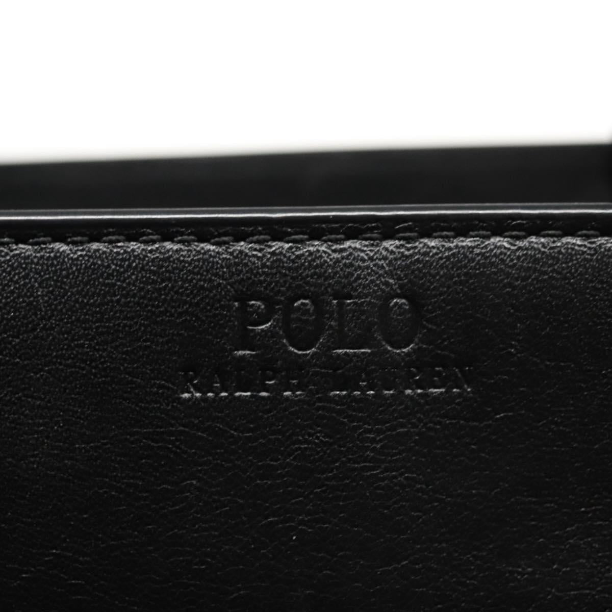 Poro Ralph Lauren Hand Bag Leather Black Silver Auth bs21919