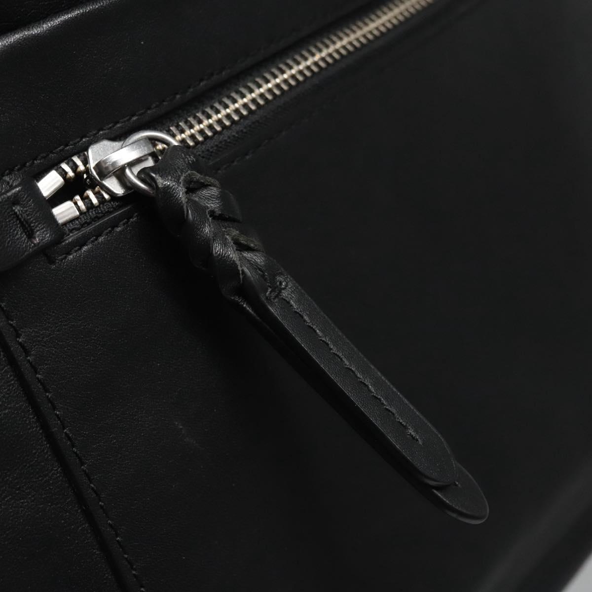 Poro Ralph Lauren Hand Bag Leather Black Silver Auth bs21919