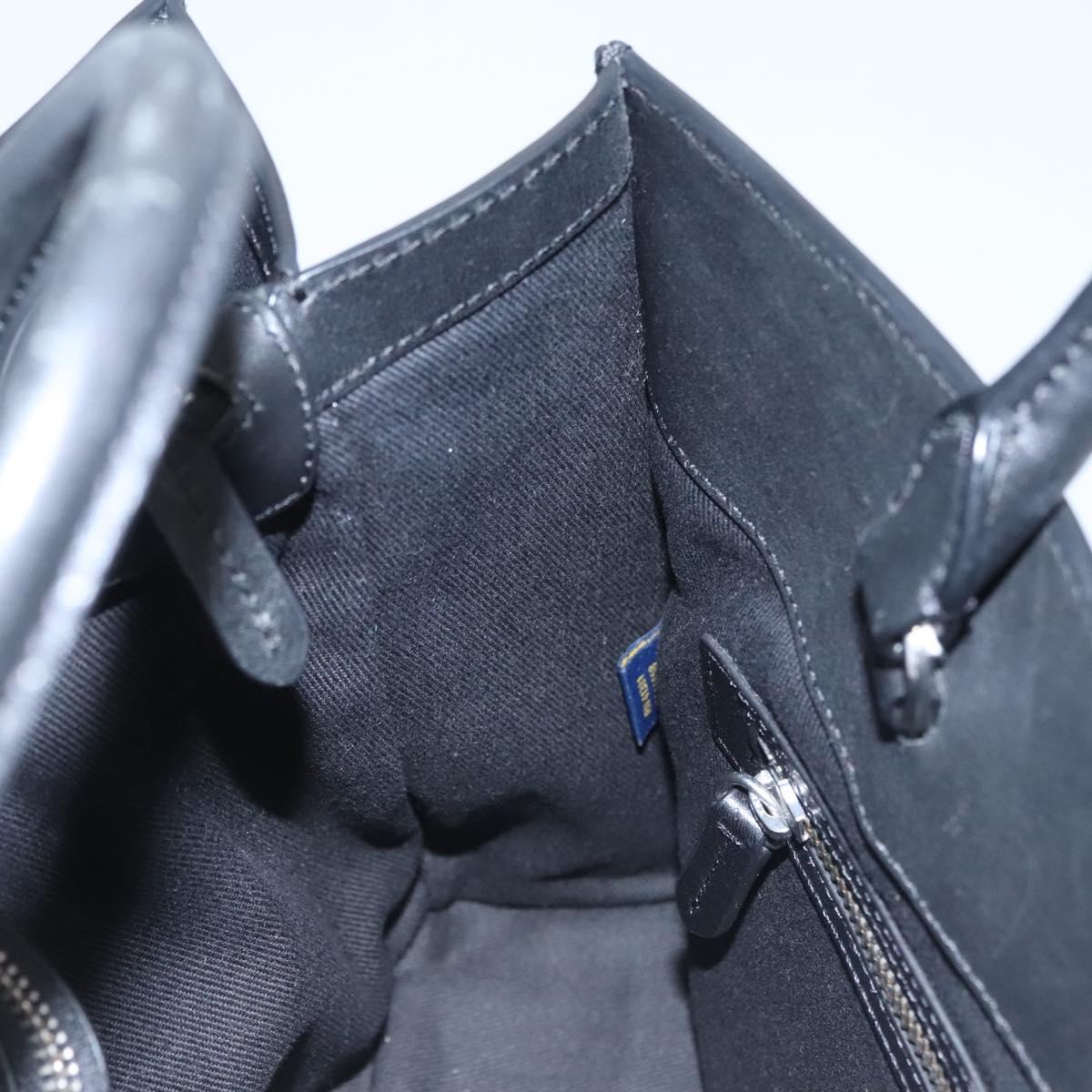 Poro Ralph Lauren Hand Bag Leather Black Silver Auth bs21919