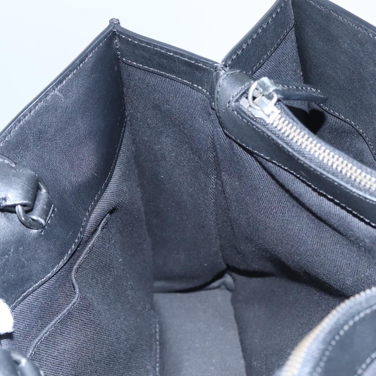 Poro Ralph Lauren Hand Bag Leather Black Silver Auth bs21919