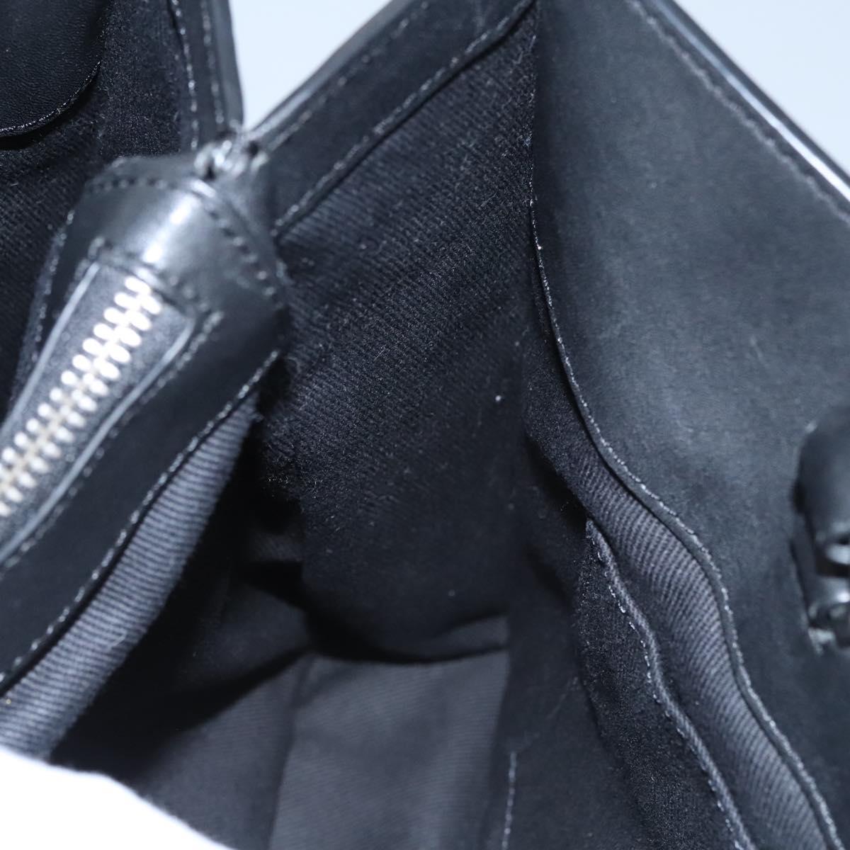 Poro Ralph Lauren Hand Bag Leather Black Silver Auth bs21919