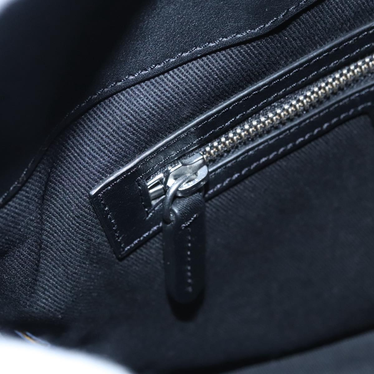 Poro Ralph Lauren Hand Bag Leather Black Silver Auth bs21919