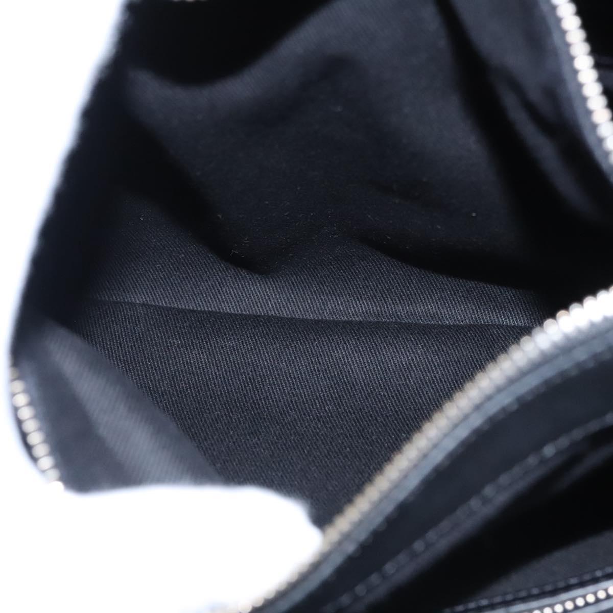 Poro Ralph Lauren Hand Bag Leather Black Silver Auth bs21919