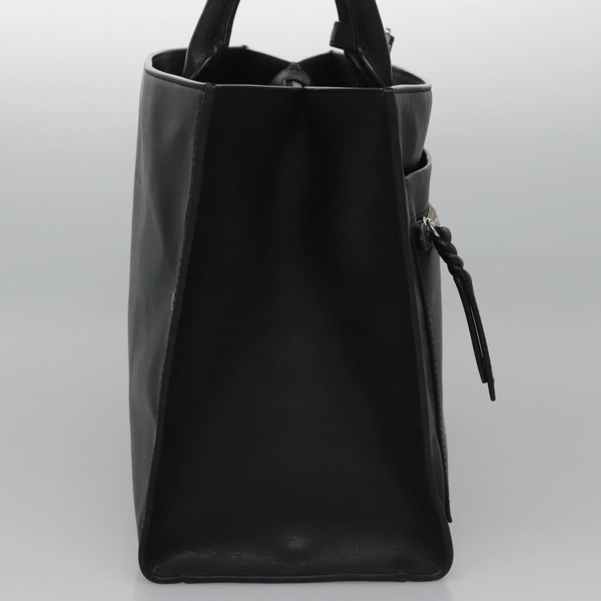 Poro Ralph Lauren Hand Bag Leather Black Silver Auth bs21919