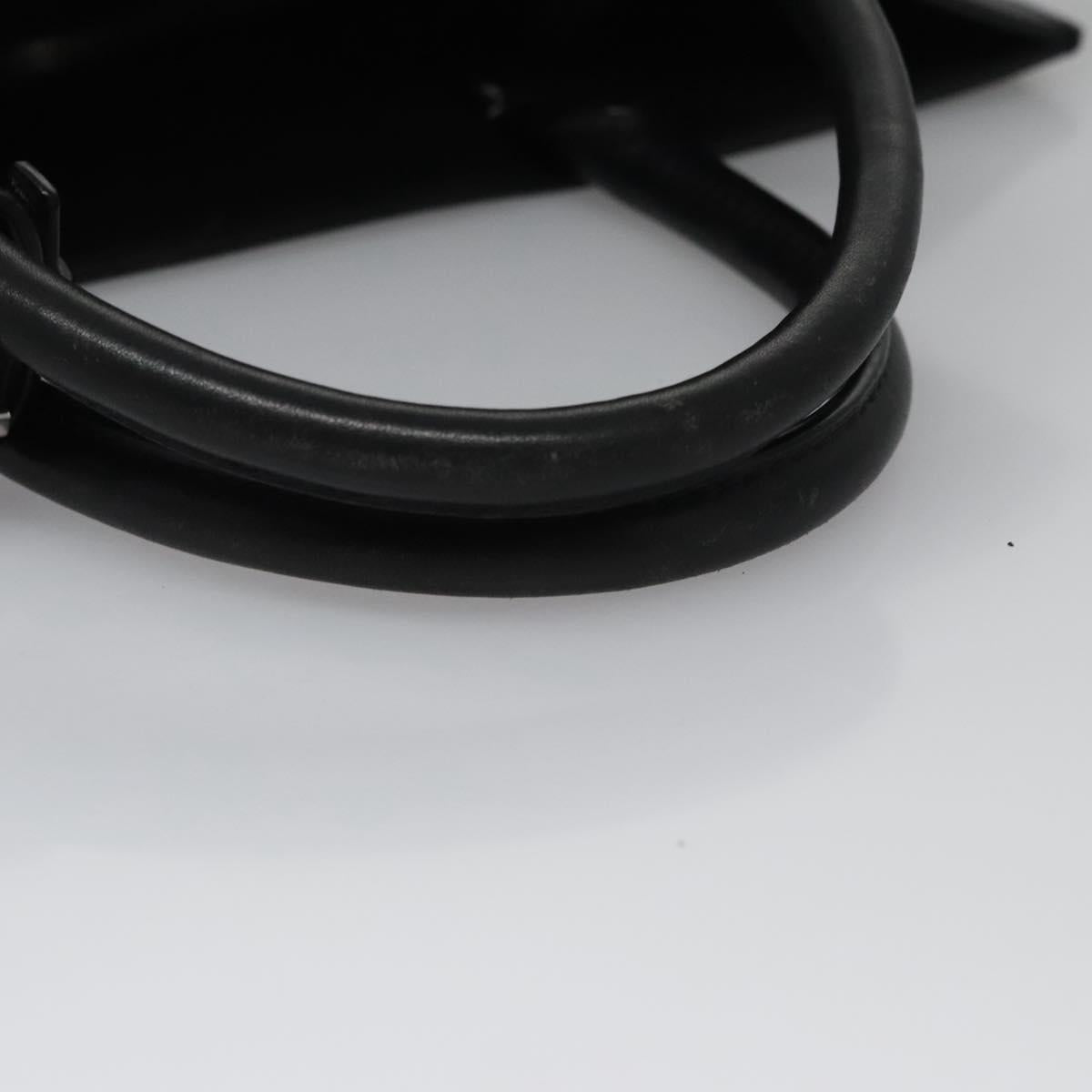 Poro Ralph Lauren Hand Bag Leather Black Silver Auth bs21919