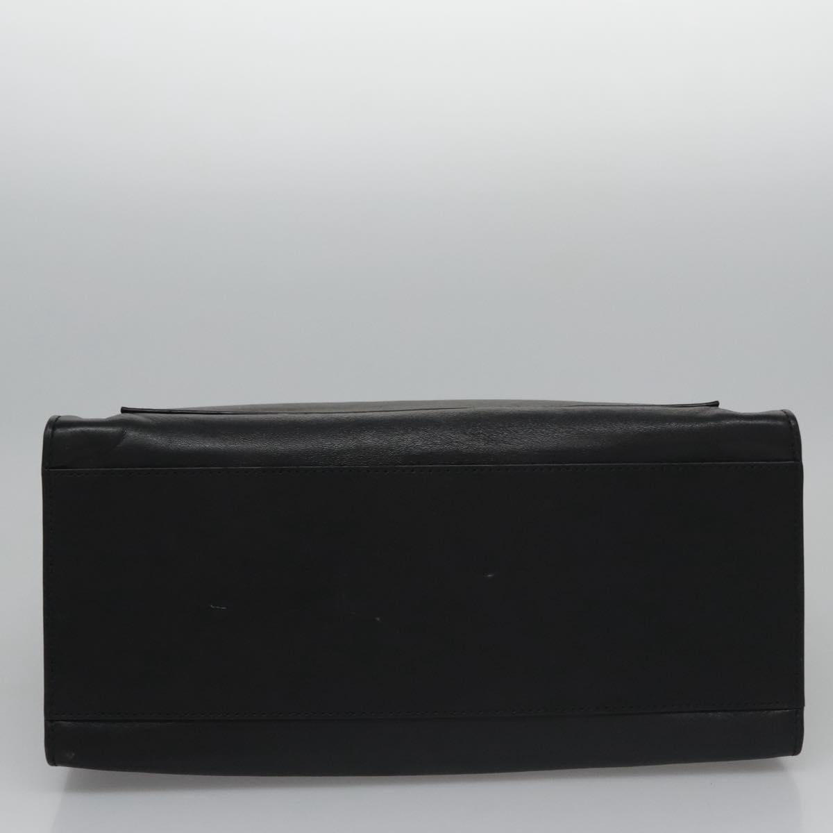 Poro Ralph Lauren Hand Bag Leather Black Silver Auth bs21919