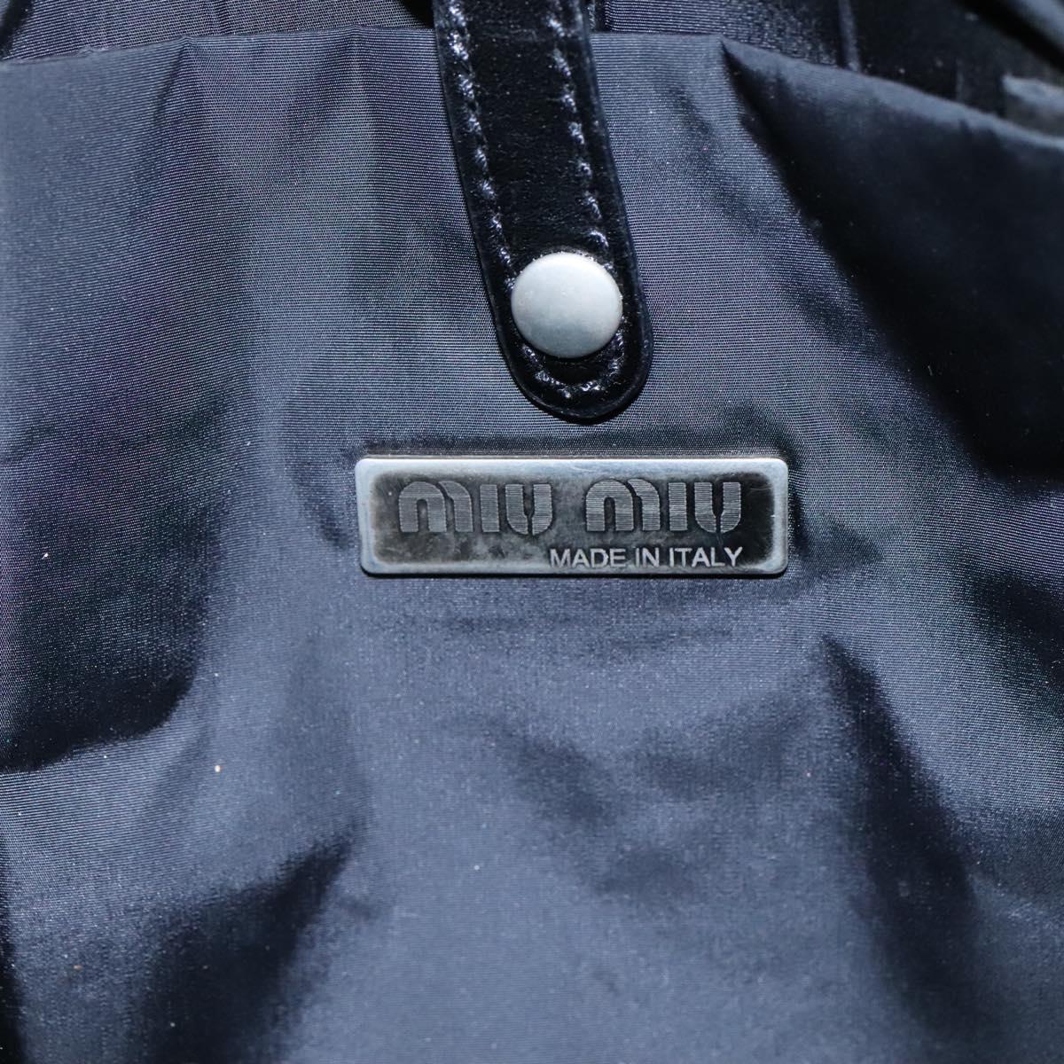 Miu Miu Tote Bag Nylon Leather Gray Pink Silver Auth bs21930