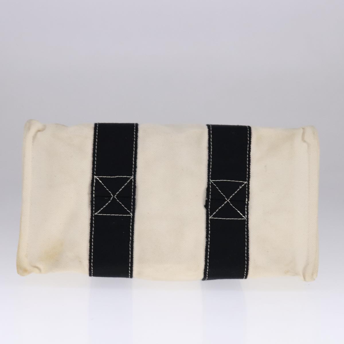 HERMES Bora Bora PM Tote Bag Canvas White Black Silver Auth bs21949