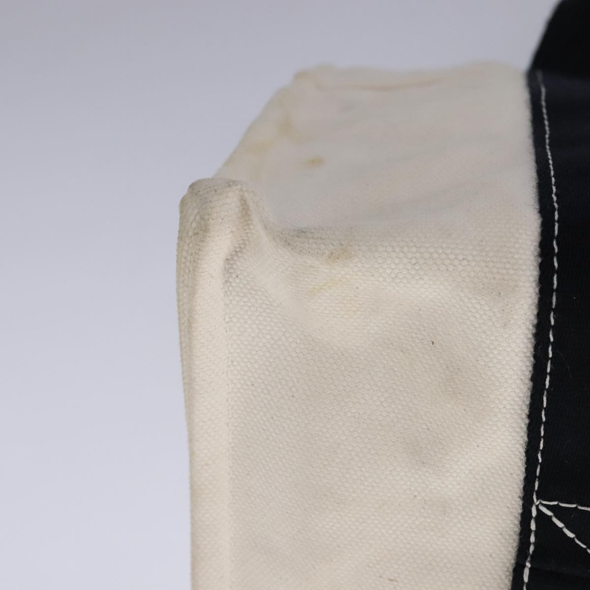 HERMES Bora Bora PM Tote Bag Canvas White Black Silver Auth bs21949