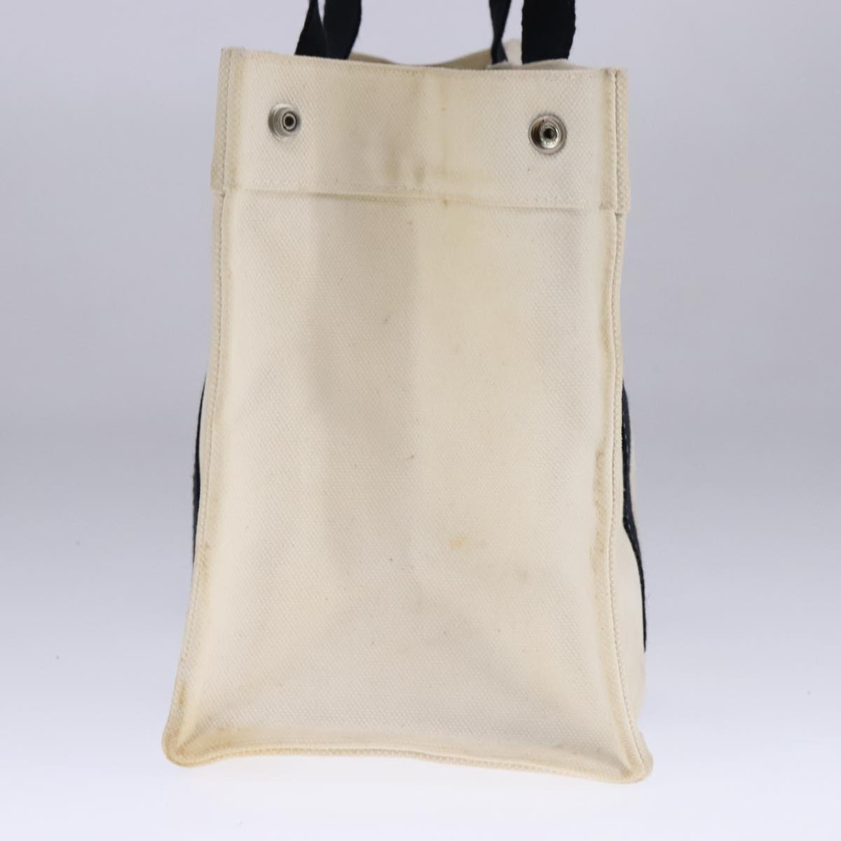 HERMES Bora Bora PM Tote Bag Canvas White Black Silver Auth bs21949