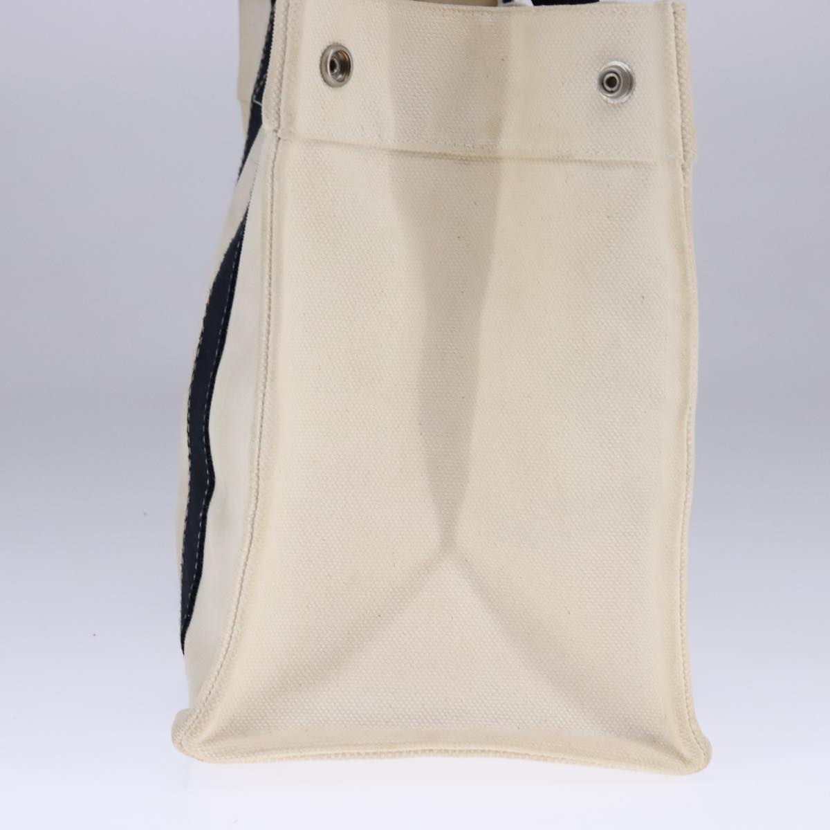 HERMES Bora Bora PM Tote Bag Canvas White Black Silver Auth bs21949