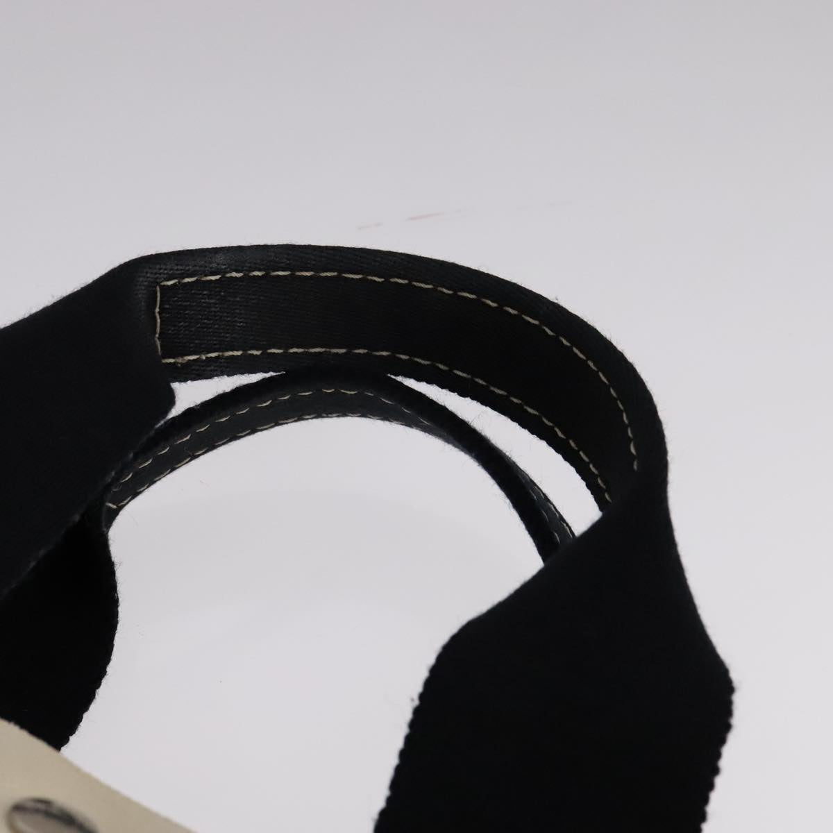 HERMES Bora Bora PM Tote Bag Canvas White Black Silver Auth bs21949