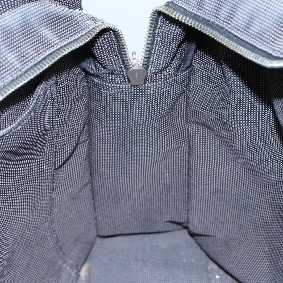 HERMES Her Line MM Hand Bag Canvas Gray Silver Auth bs21952