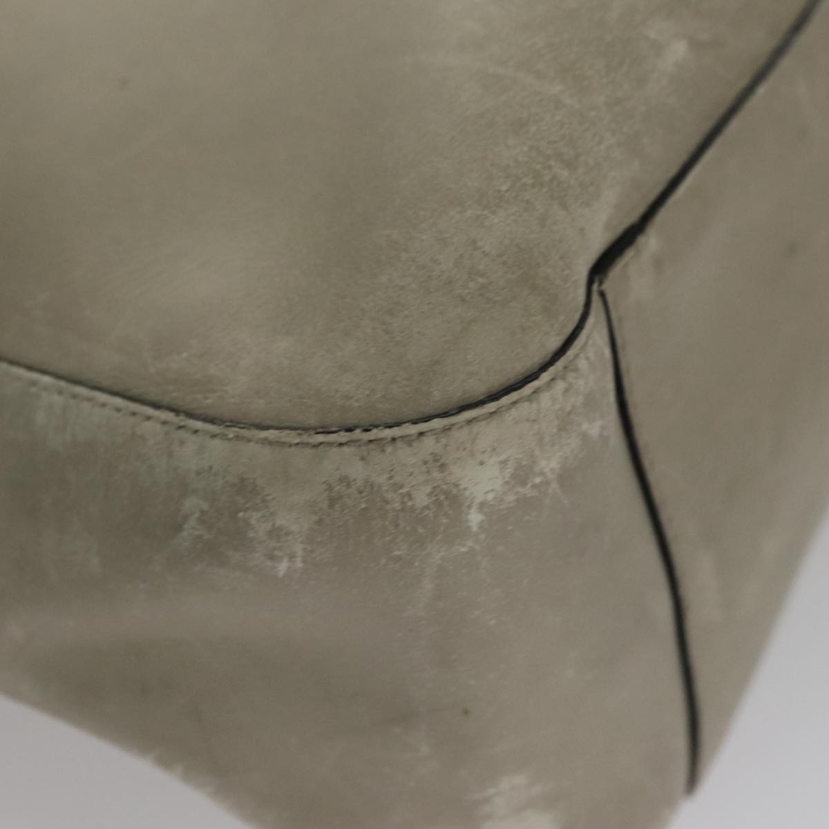 PRADA Shoulder Bag Leather Plastic Gray Dark Brown Auth bs21988