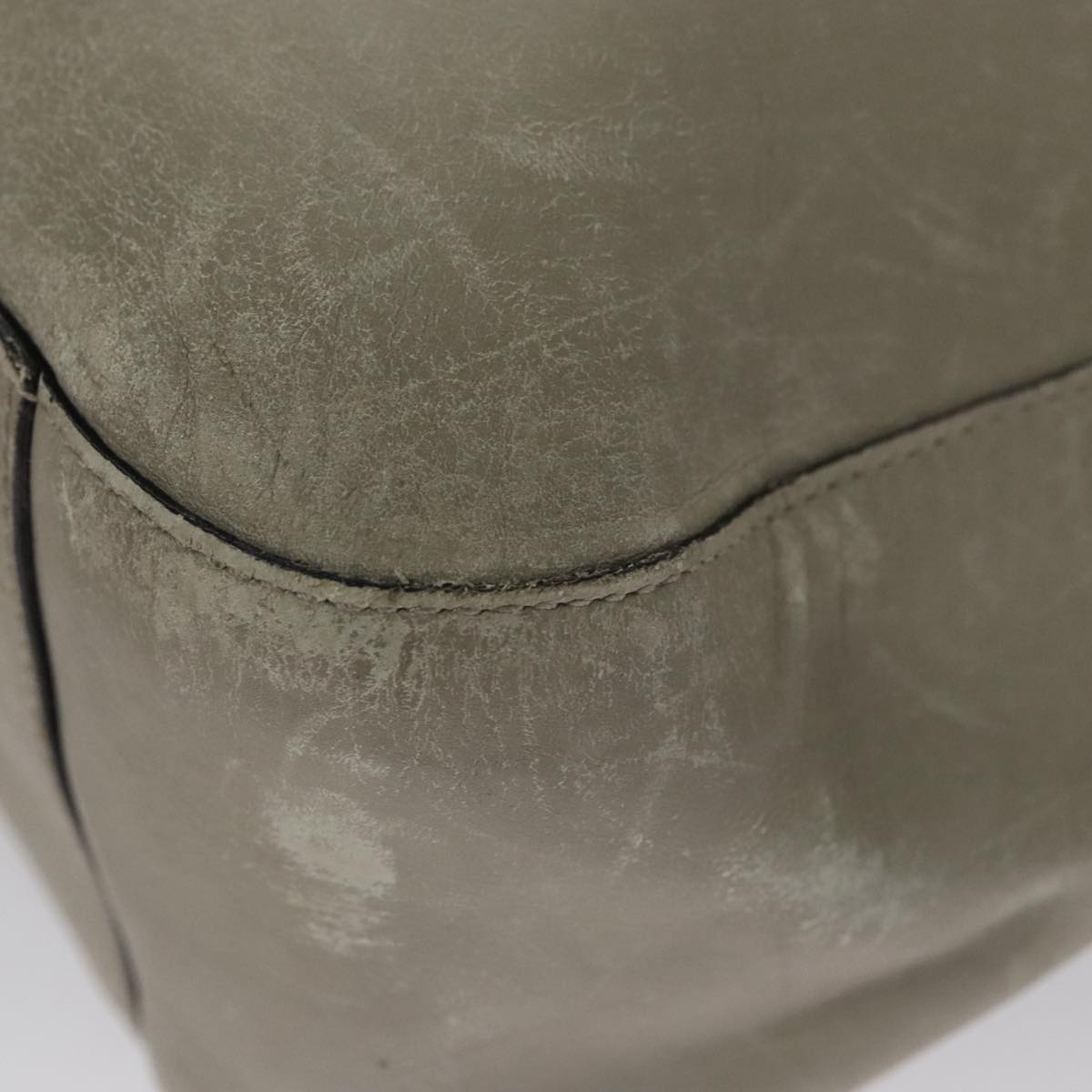 PRADA Shoulder Bag Leather Plastic Gray Dark Brown Auth bs21988