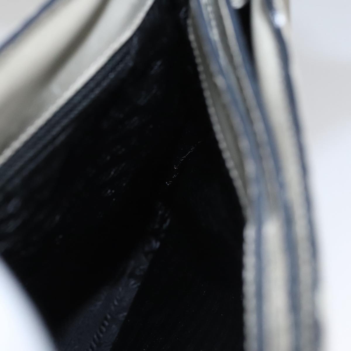 PRADA Shoulder Bag Leather Plastic Gray Dark Brown Auth bs21988