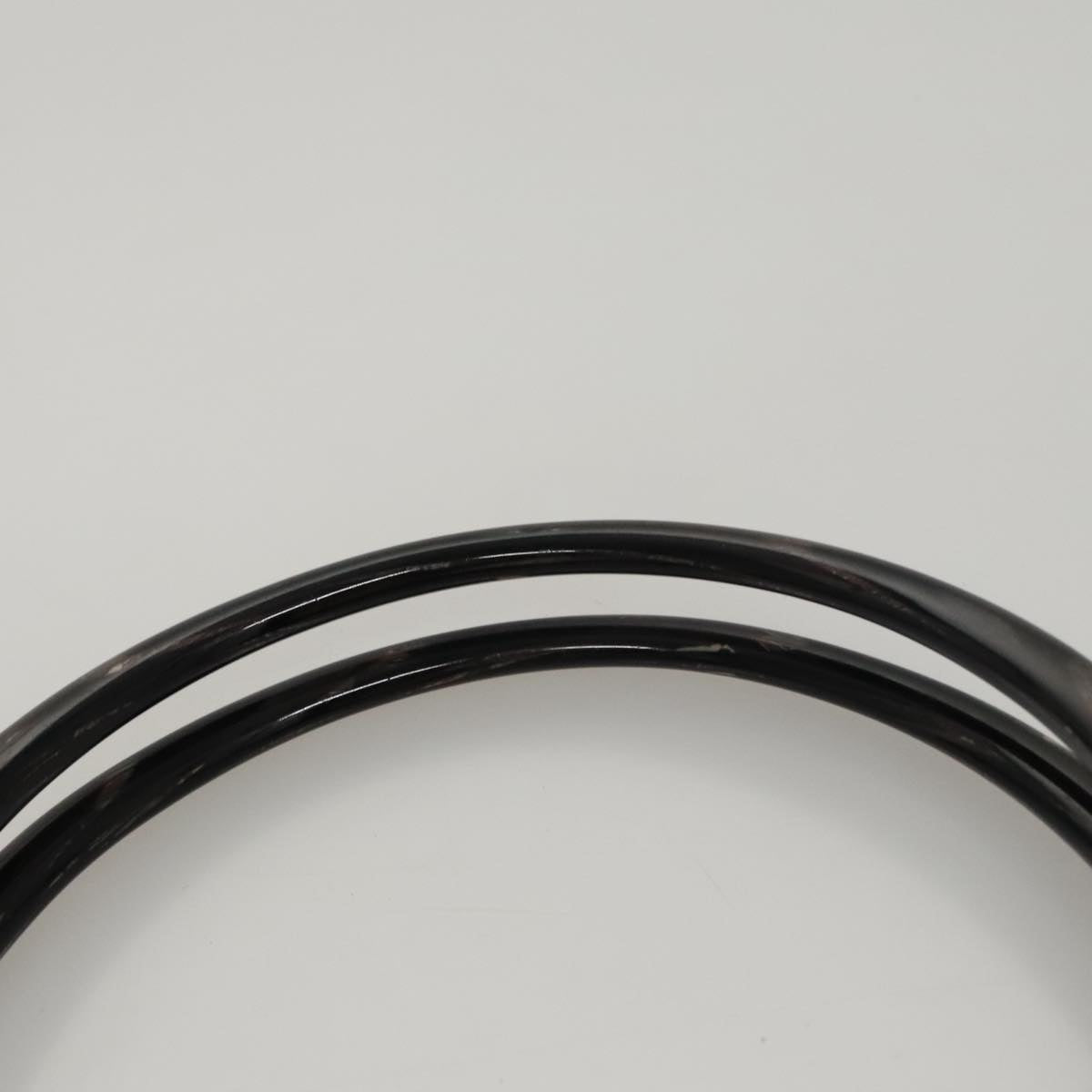 PRADA Shoulder Bag Leather Plastic Gray Dark Brown Auth bs21988