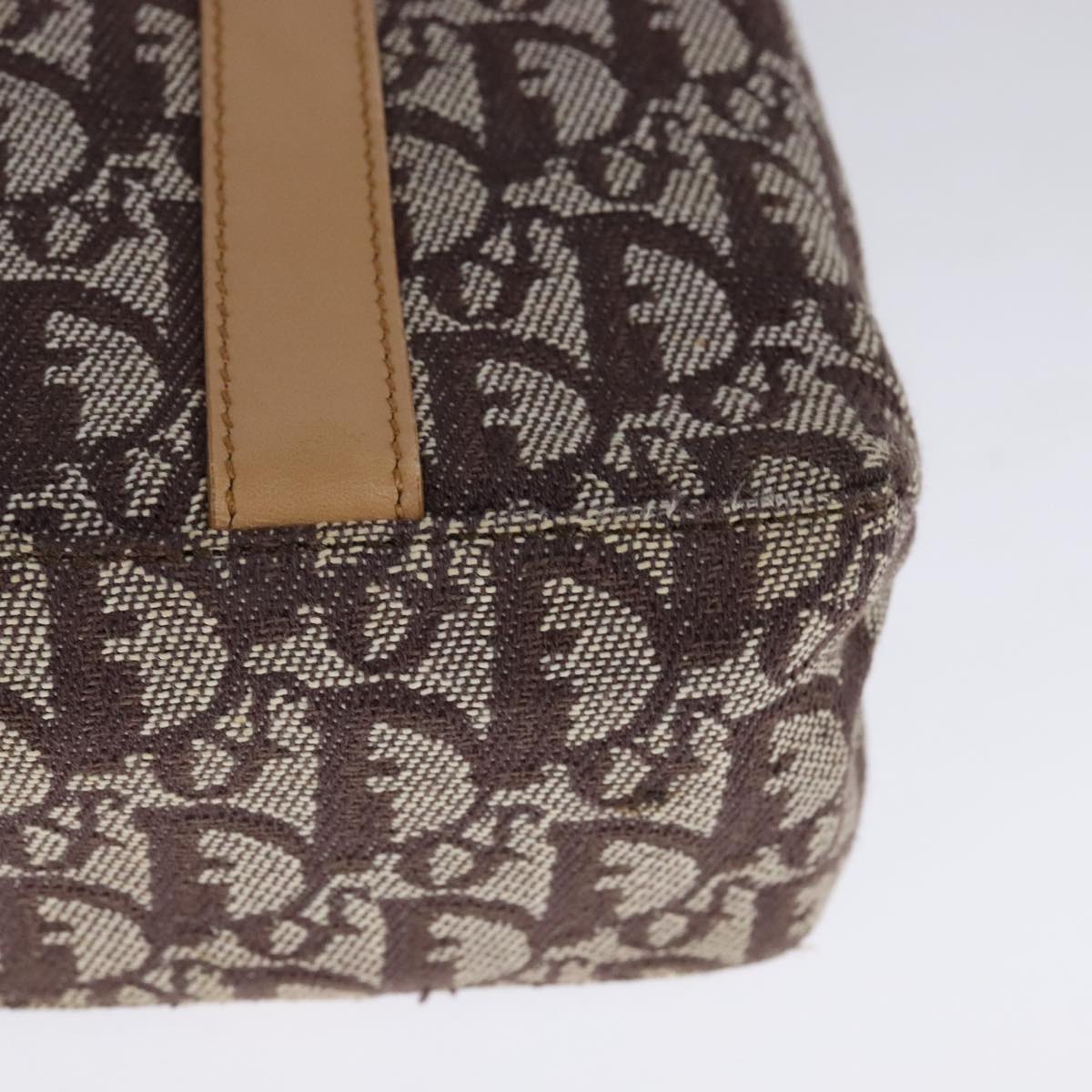 Christian Dior Trotter Canvas Hand Bag Brown Gold Auth bs21990