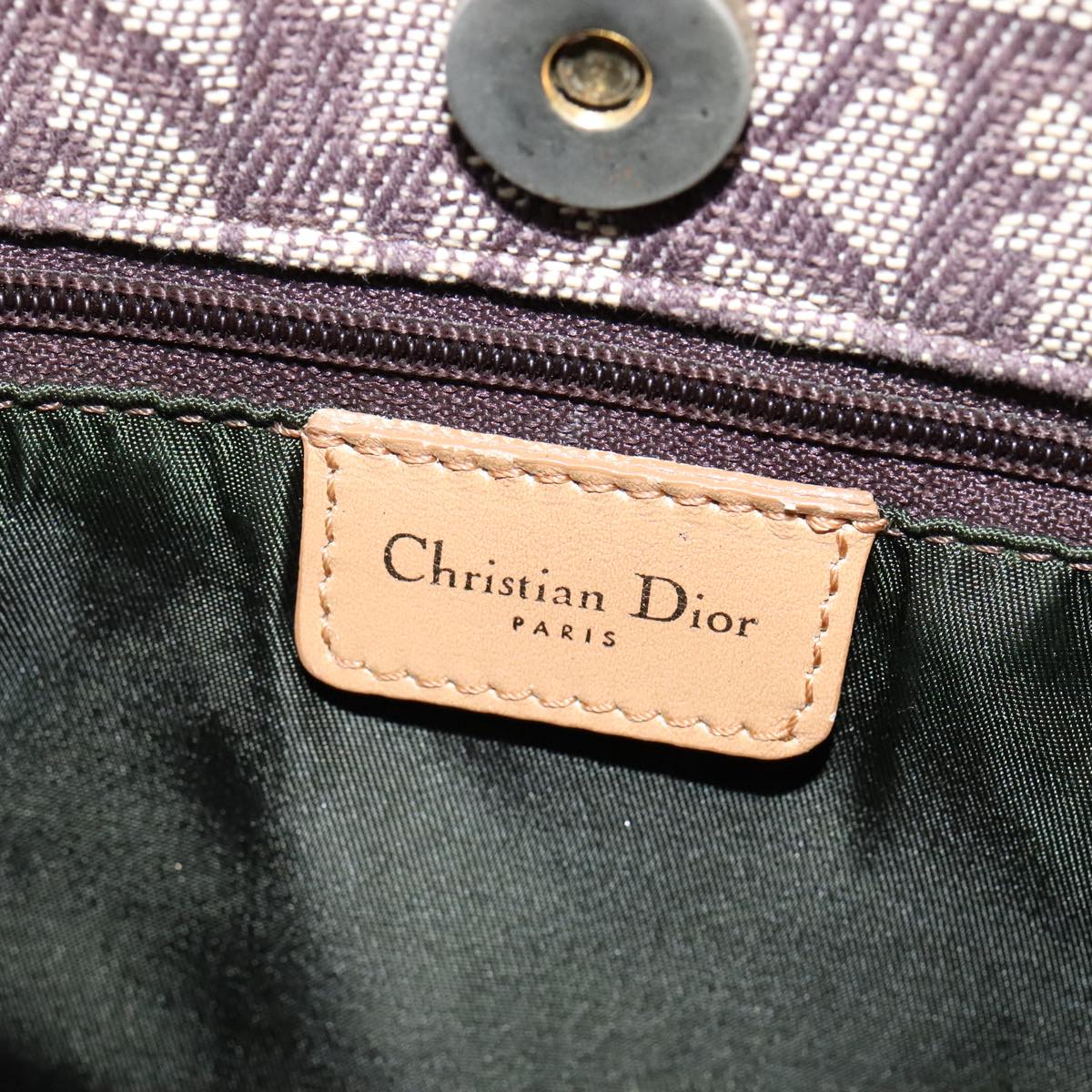 Christian Dior Trotter Canvas Hand Bag Brown Gold Auth bs21990