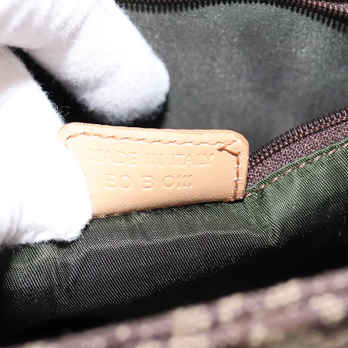 Christian Dior Trotter Canvas Hand Bag Brown Gold Auth bs21990