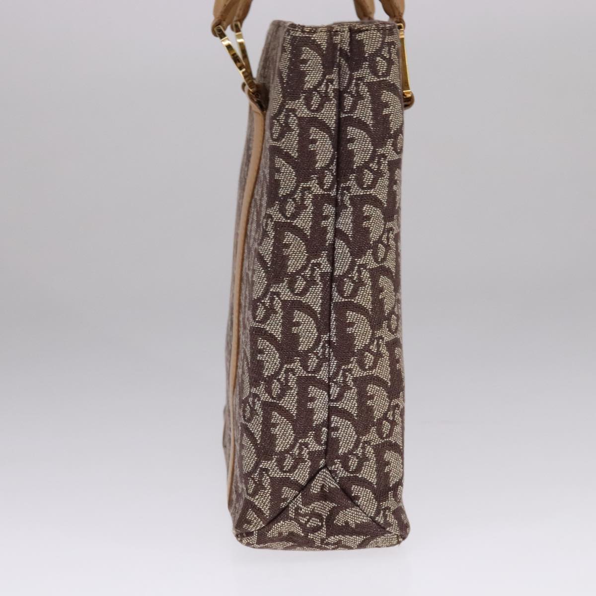 Christian Dior Trotter Canvas Hand Bag Brown Gold Auth bs21990
