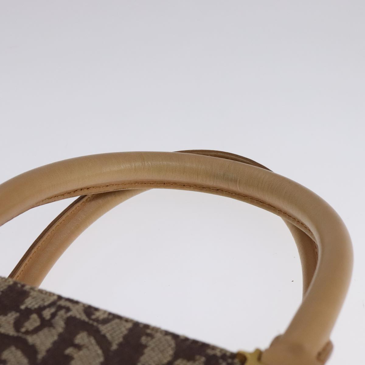 Christian Dior Trotter Canvas Hand Bag Brown Gold Auth bs21990