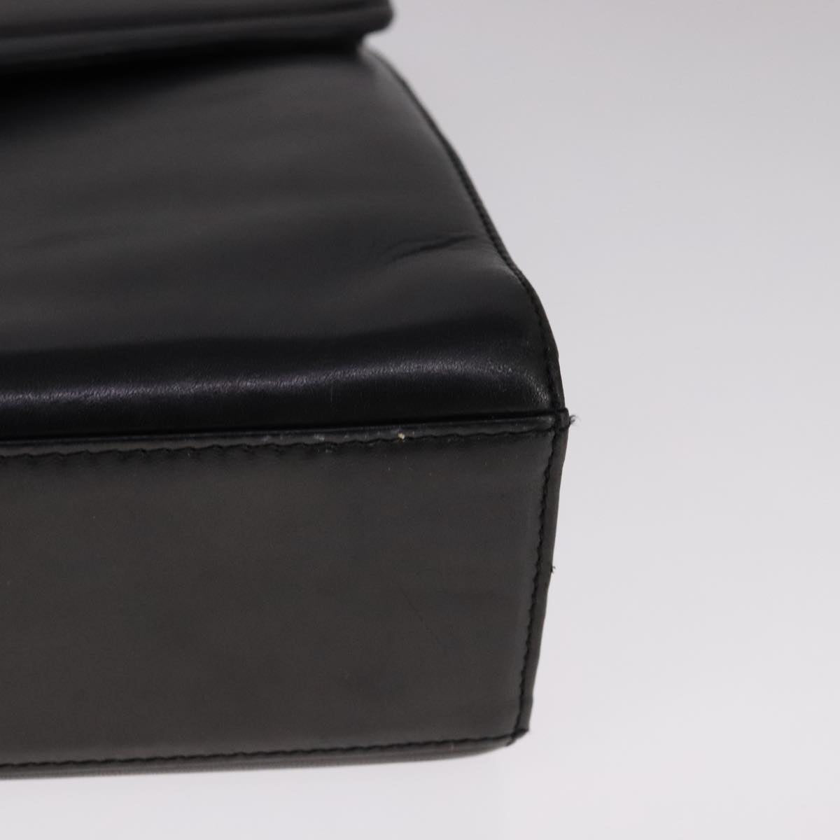 GIVENCHY Hand Bag Leather Black Gold Auth bs21995