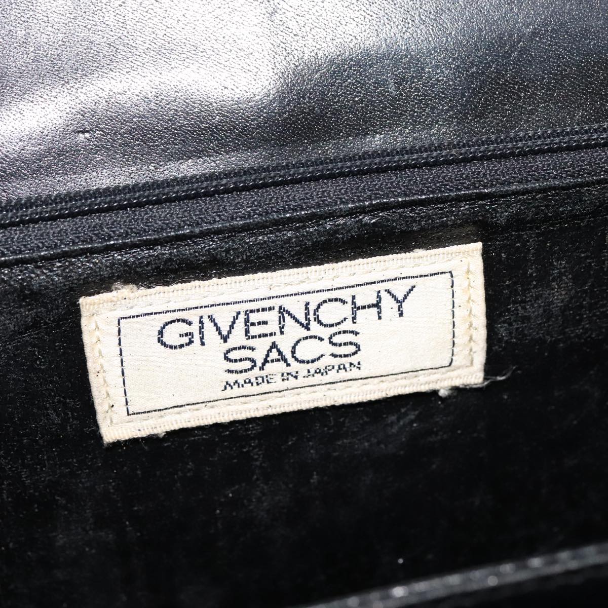 GIVENCHY Hand Bag Leather Black Gold Auth bs21995