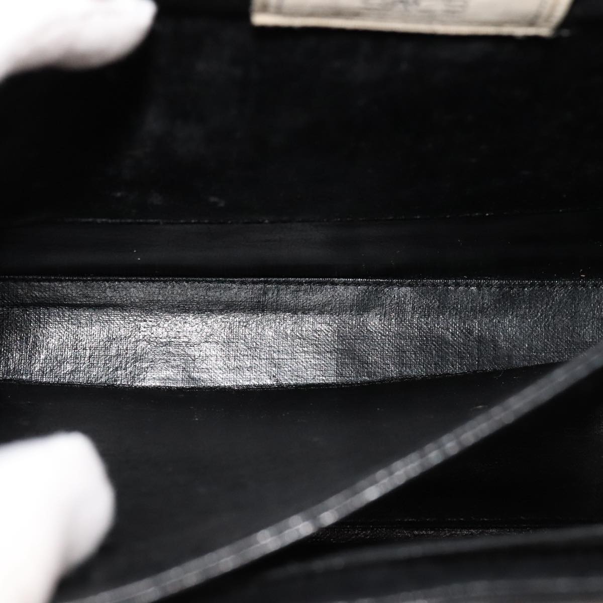 GIVENCHY Hand Bag Leather Black Gold Auth bs21995