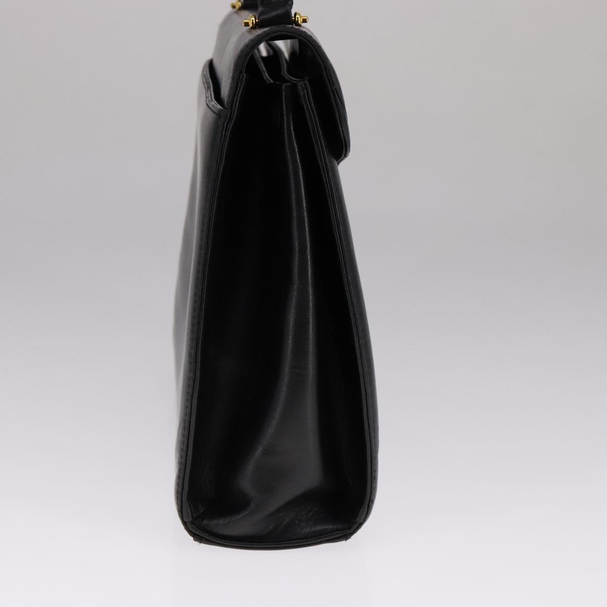 GIVENCHY Hand Bag Leather Black Gold Auth bs21995