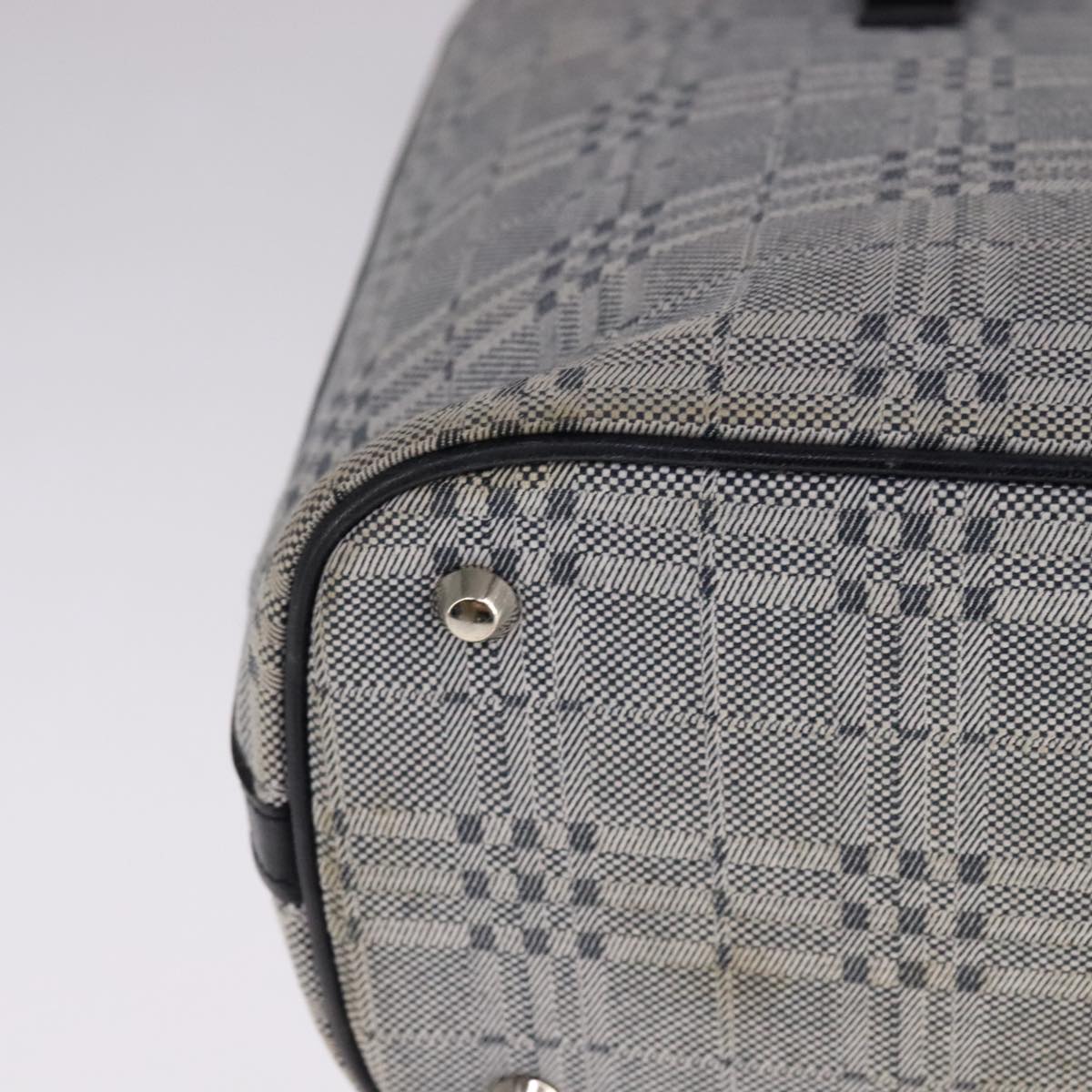 BURBERRY Nova Check Tote Bag Canvas Leather Gray Silver Auth bs21996
